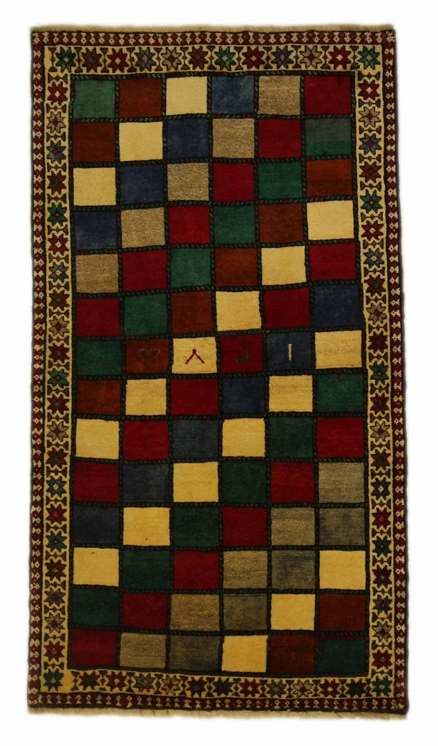 Gabbeh 190 x 106 cm - Gabbeh Shuli mit fantasievollen Mustern und 90.000 - 180.000 Knoten/m², handgeknüpft, Perserteppich