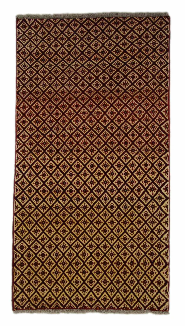 Gabbeh Shuli Teppich 193 x 103 cm – Ausgefallene Muster in Rot, Beige, Grau und Braun, Knotendichte 90.000 - 180.000/m², handgeknüpft, Perserteppich