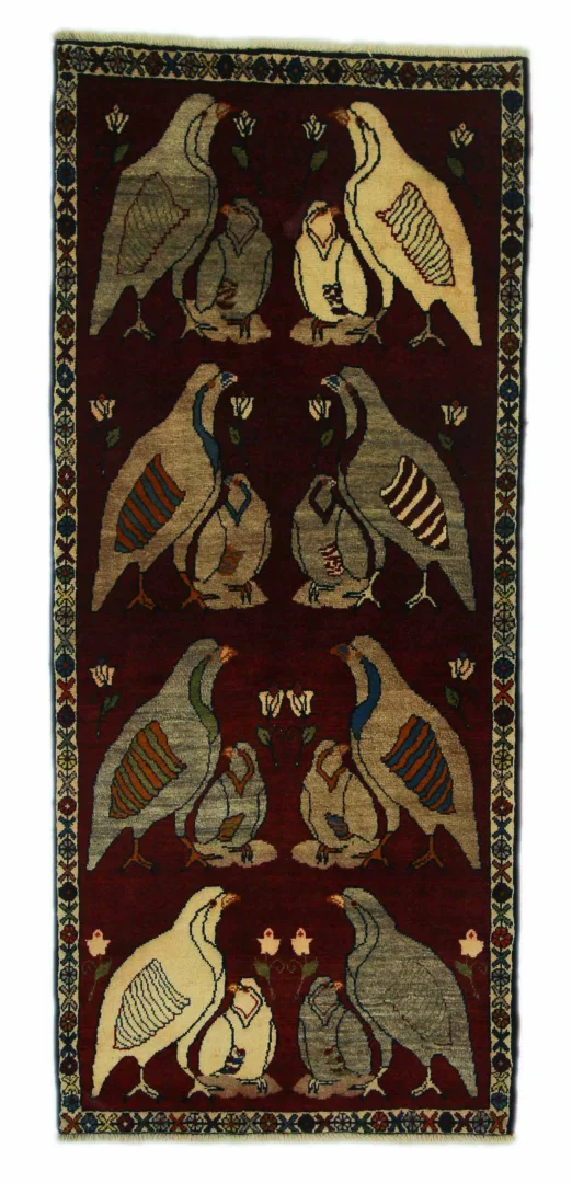 Gabbeh - Shuli Teppich 193 x 85 cm, ausgefallene Muster, Knotendichte 90.000 - 180.000 / m², handgeknüpft, Perserteppich