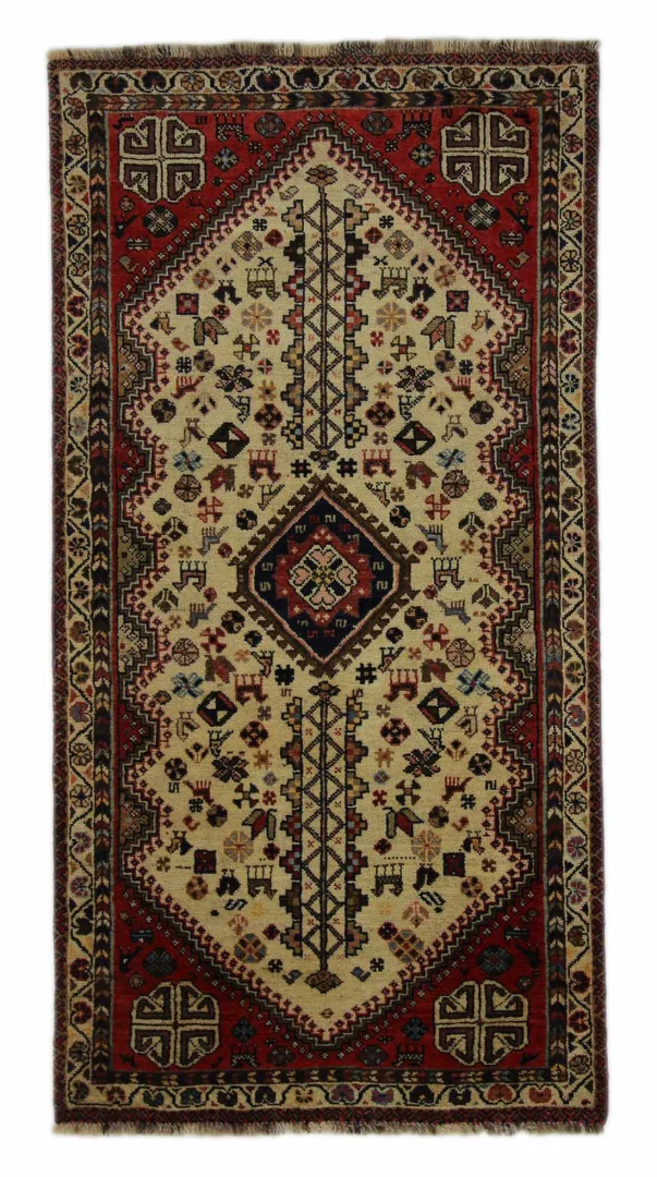Gabbeh 194 x 100 cm - Knotendichte: 90.000 - 180.000/m² - Ausgefallene Muster auf glanzvoller Schurwolle - handgeknüpft - Perserteppich
