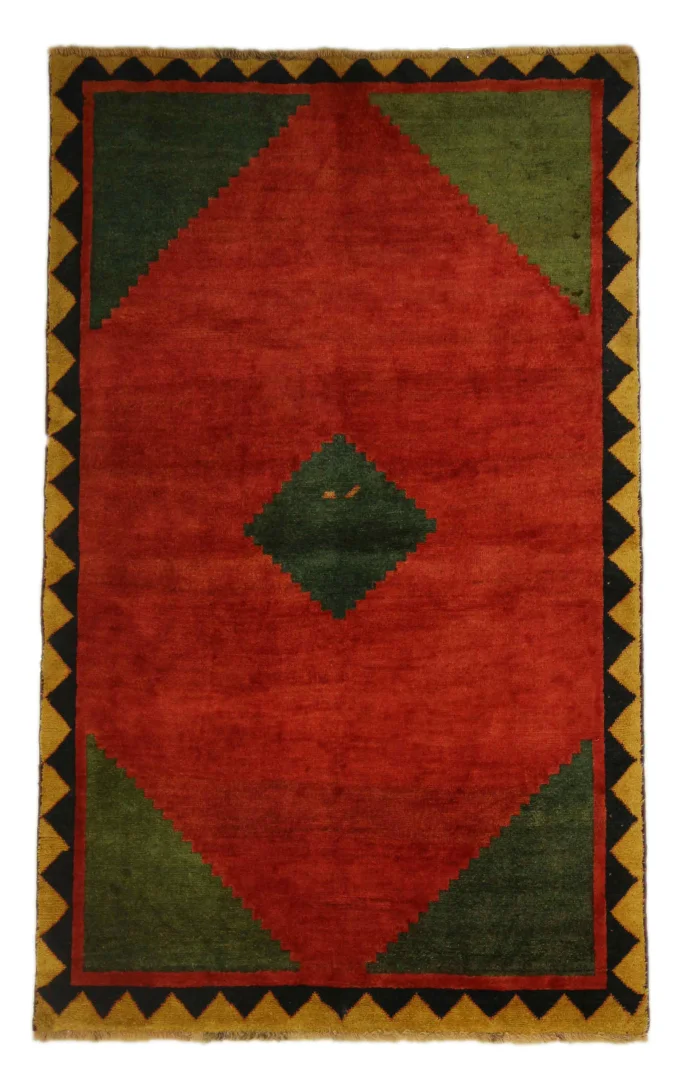 Gabbeh - Shuli Teppich 195 x 119 cm, Knotendichte 90.000 - 180.000/m², ausgefallene Muster auf glanzvoller Schurwolle, handgeknüpft, Perserteppich