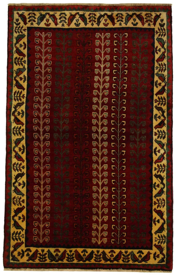 Gabbeh - Shuli Teppich 195 x 124 cm, 90.000 - 180.000 Knoten/m², Ausgefallene Muster auf glanzvoller Schurwolle, handgeknüpft, Perserteppich