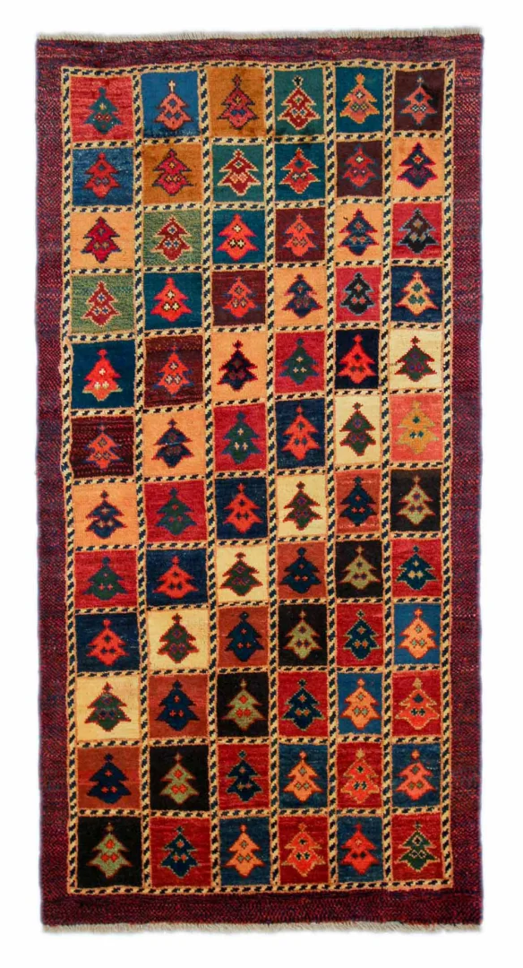 Gabbeh Shuli Teppich 195 x 98 cm, Knotendichte 90.000 - 180.000 / m², ausgefallene Muster aus glanzvoller Schurwolle, handgeknüpft, Perserteppich Läufer