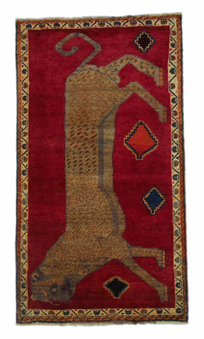 Gabbeh Shuli Teppich 198 x 110 cm – Ausgefallene Muster, Knotendichte 90.000-180.000/m², handgeknüpft, Perserteppich Läufer