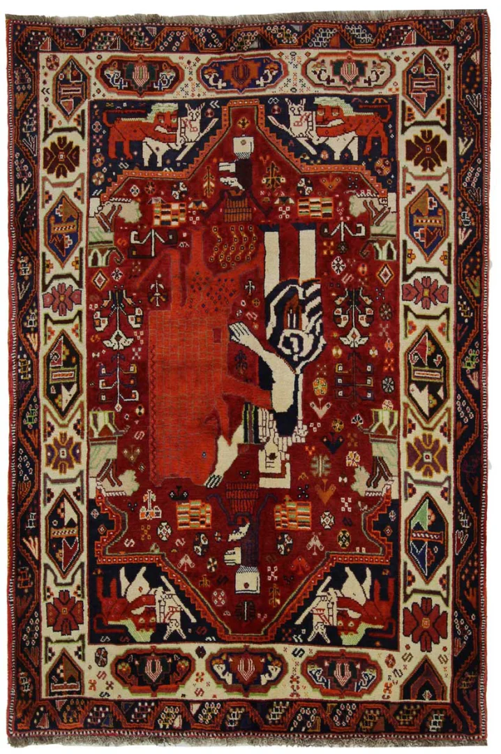 Gabbeh 200 x 135 cm – Gabbeh - Shuli mit ausgefallenen Mustern, Knotendichte 90.000 - 180.000/m², handgeknüpft, Perserteppich