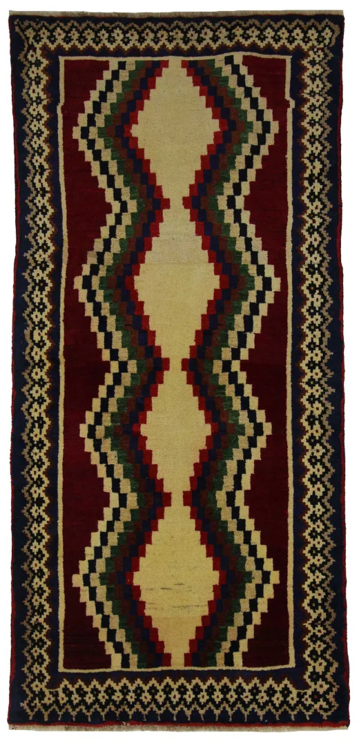 Gabbeh - Shuli 200 x 94 cm, 90.000 - 180.000 Knoten, ausgefallene Muster auf glanzvoller Schurwolle, handgeknüpft, Perserteppich Läufer