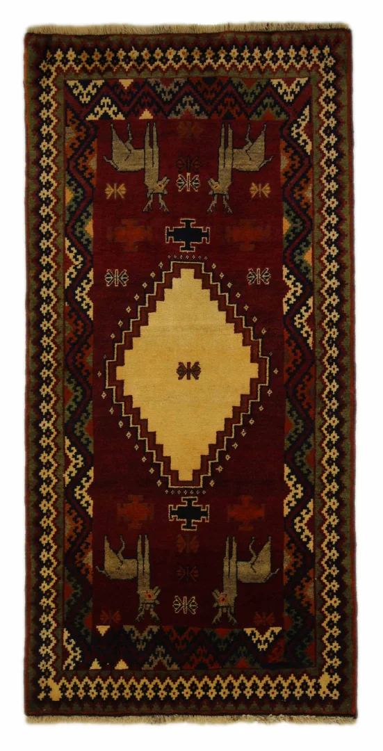 Gabbeh 200 x 96 cm - Ausgefallene Muster, Knotendichte 90.000 - 180.000/m², handgeknüpft, Perserteppich Läufer