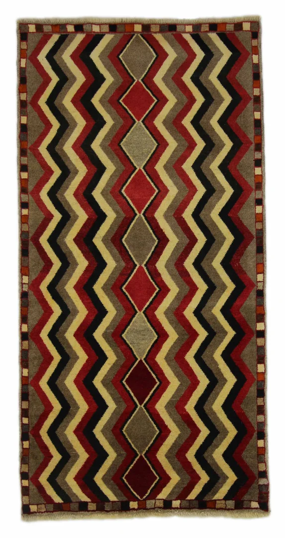 Gabbeh - Shuli Teppich 201 x 102 cm, 90.000 - 180.000 Knoten/m², Ausgefallene Muster auf glanzvoller Schurwolle, handgeknüpft, Perserteppich Läufer