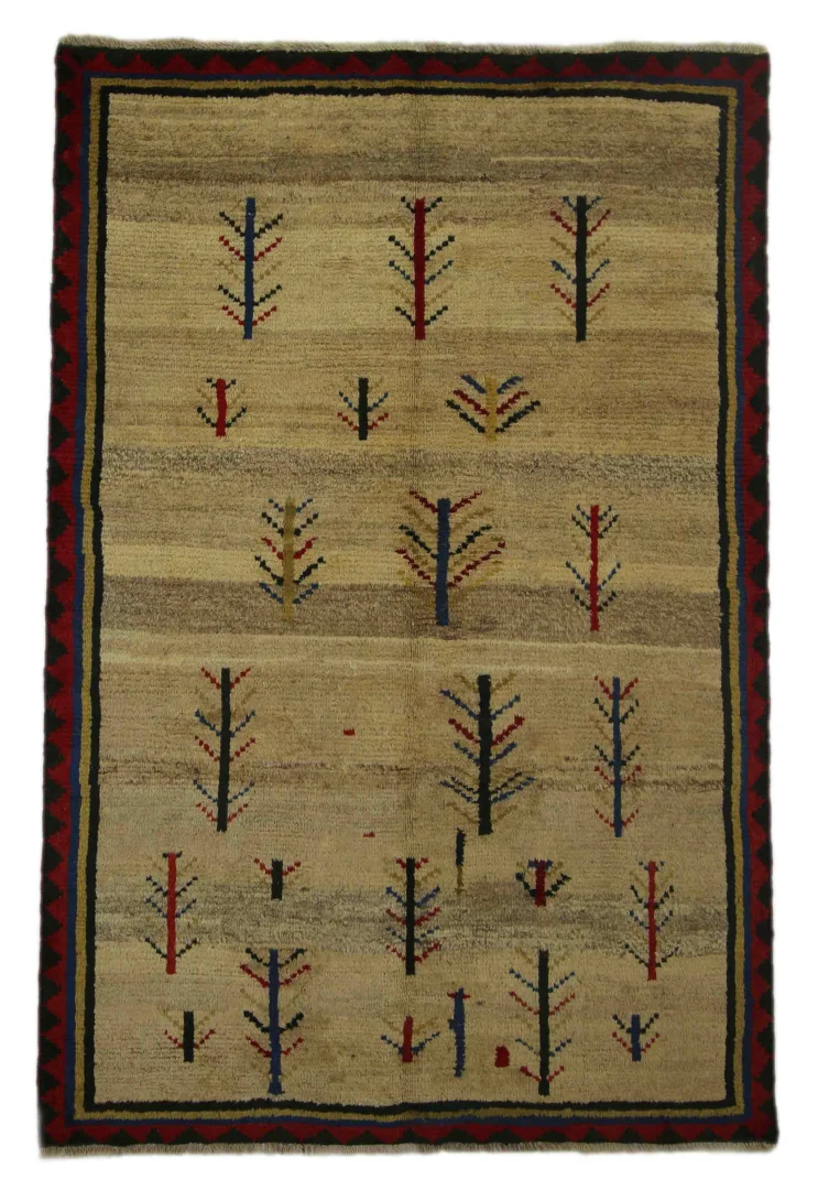Gabbeh - Shuli Teppich 204 x 136 cm, 90.000 - 180.000 Knoten, ausgefallene Muster auf glanzvoller Schurwolle, handgeknüpft, Perserteppich