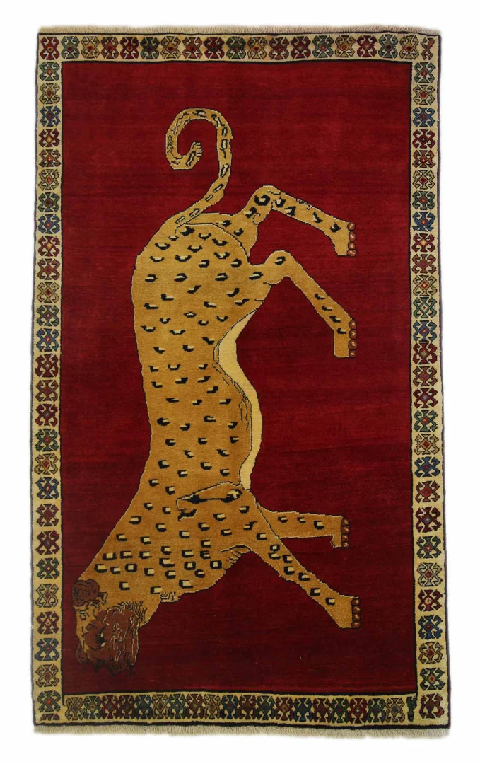 Gabbeh Teppich 209 x 125 cm - Knotendichte: 90.000 - 180.000 / m² - Ausgefallene Muster auf glanzvoller Schurwolle - handgeknüpft - Perserteppich