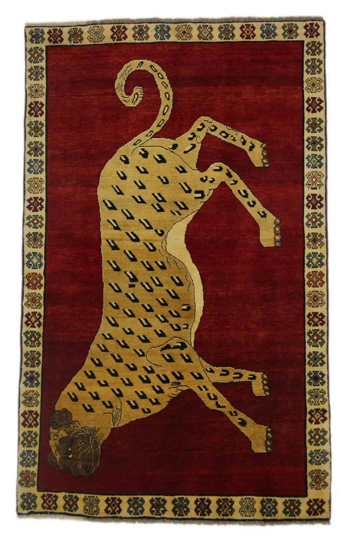 Gabbeh - Shuli Teppich 217 x 134 cm, Knotendichte 90.000 - 180.000/m², ausgefallene Muster, handgeknüpft, Perserteppich Läufer