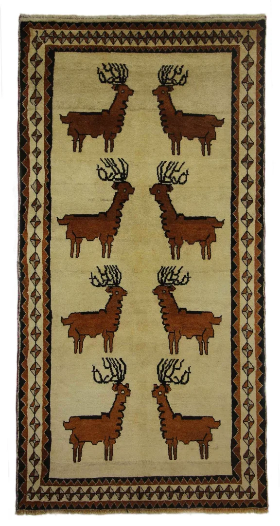 Gabbeh - Shuli Teppich 224 x 114 cm, Knotendichte 90.000 - 180.000 / m², ausgefallene Muster auf glanzvoller Schurwolle, handgeknüpft, Perserteppich Läufer