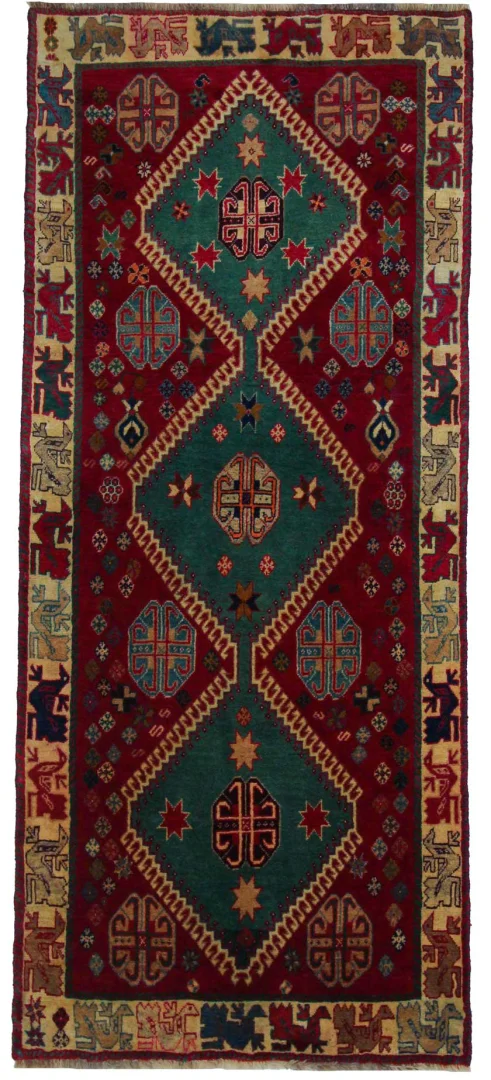 Gabbeh 222 x 96 cm | Knotendichte: 90.000 - 180.000/m² | Ausgefallene Muster auf glanzvoller Schurwolle | handgeknüpft | Perserteppich Läufer