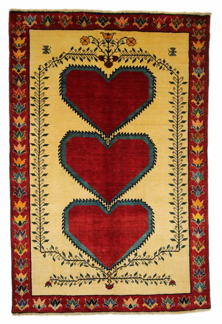 Gabbeh - Shuli Teppich 231 x 154 cm, 90.000 - 180.000 Knoten/m², ausgefallene Muster auf glanzvoller Schurwolle, handgeknüpft, Perserteppich Läufer