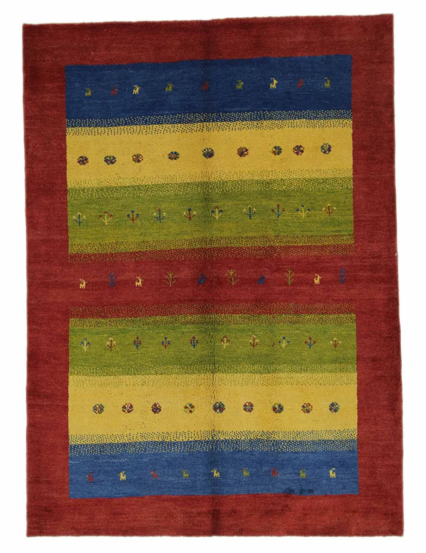 Gabbeh Teppich 233 x 167 cm – Hoher, weicher Flor mit abstraktem Design, 50.000 Knoten/m², handgeknüpft, Perserteppich