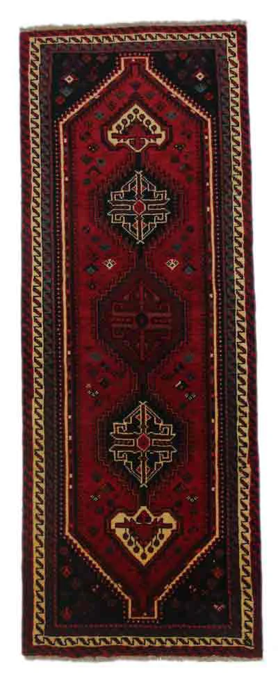Gabbeh - Shuli Teppich 238 x 90 cm, Knotendichte 90.000 - 180.000/m², ausgefallene Muster auf glanzvoller Schurwolle, handgeknüpft, Perserteppich Läufer