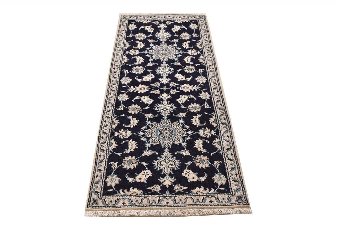 (Verkauft) Original Perserteppich Nain Kashmari 196 cm x 87 cm - Top Zustand, 100% handgeknüpft, Perserteppich Läufer