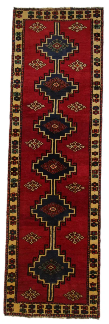 Gabbeh - Shuli 290 x 90 cm, ausgefallene Muster, Knotendichte 90.000 - 180.000/m², handgeknüpft, Perserteppich Läufer