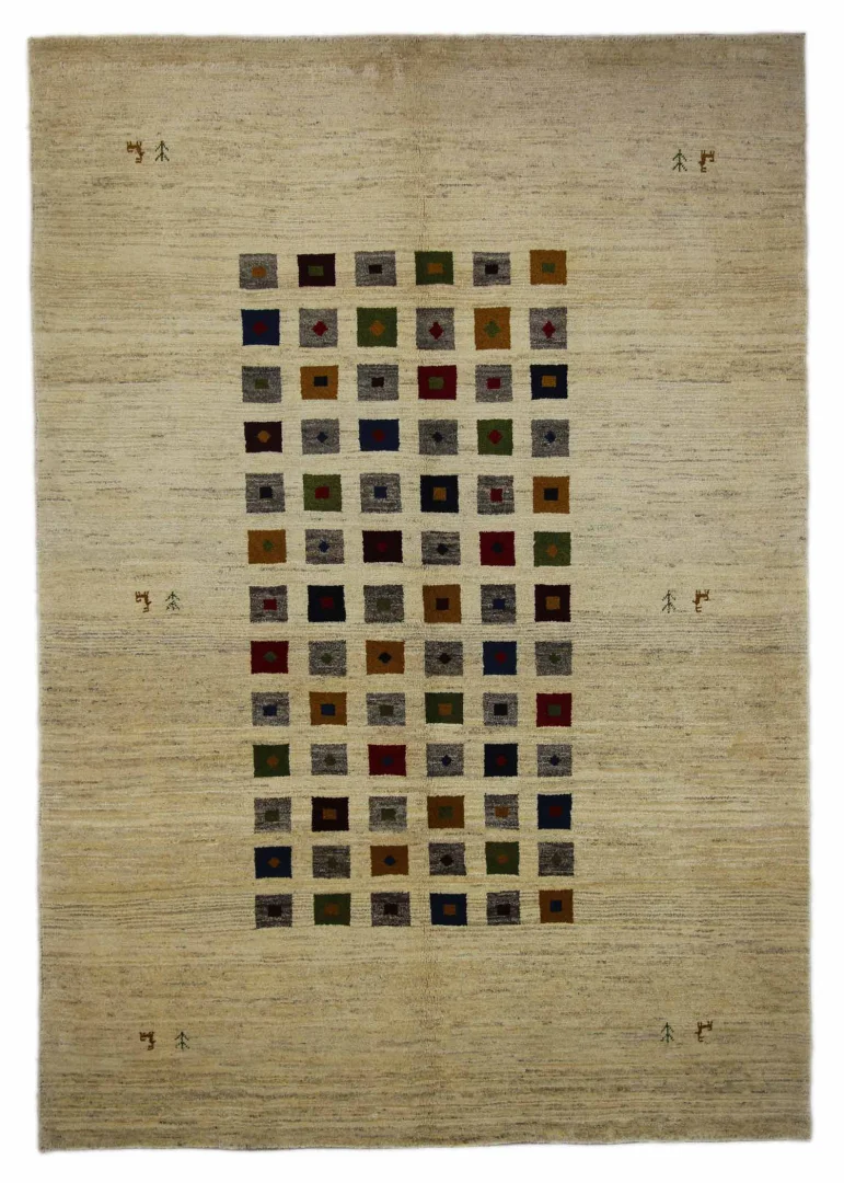 Gabbeh Perserteppich 292 x 202 cm, Knotendichte: 50.000 - 180.000 Knoten/m², weicher Flor, abstraktes Design, handgeknüpft Läufer