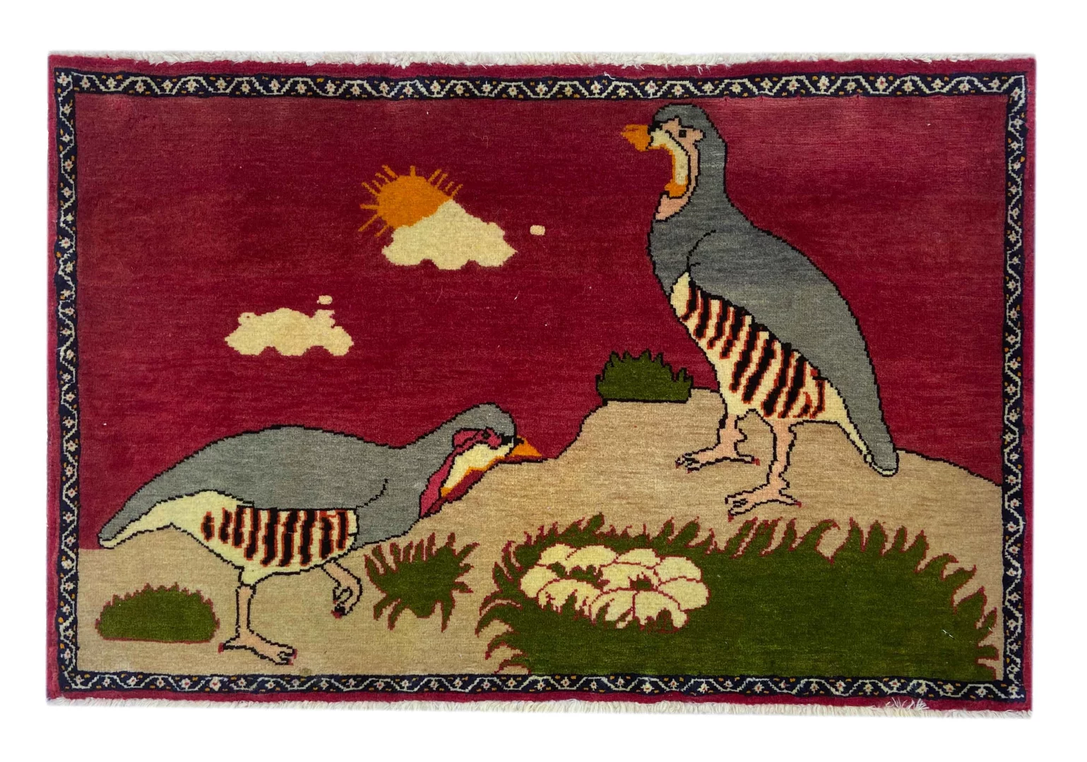 Ghashghai Perserteppich 59 x 91 cm, Knotendichte: 180.000 - 250.000 Knoten/m², geometrische Ornamente, natürliche Wolle, handgeknüpft, Perserteppich
