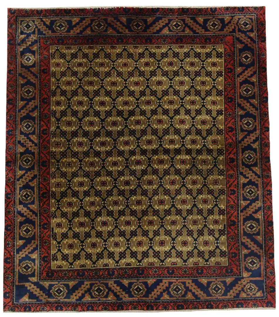 Hamadan Teppich 142 x 125 cm, Knotendichte 100.000 - 350.000 Knoten/m², widerstandsfähig und vielfältig im Design, handgeknüpft, Perserteppich
