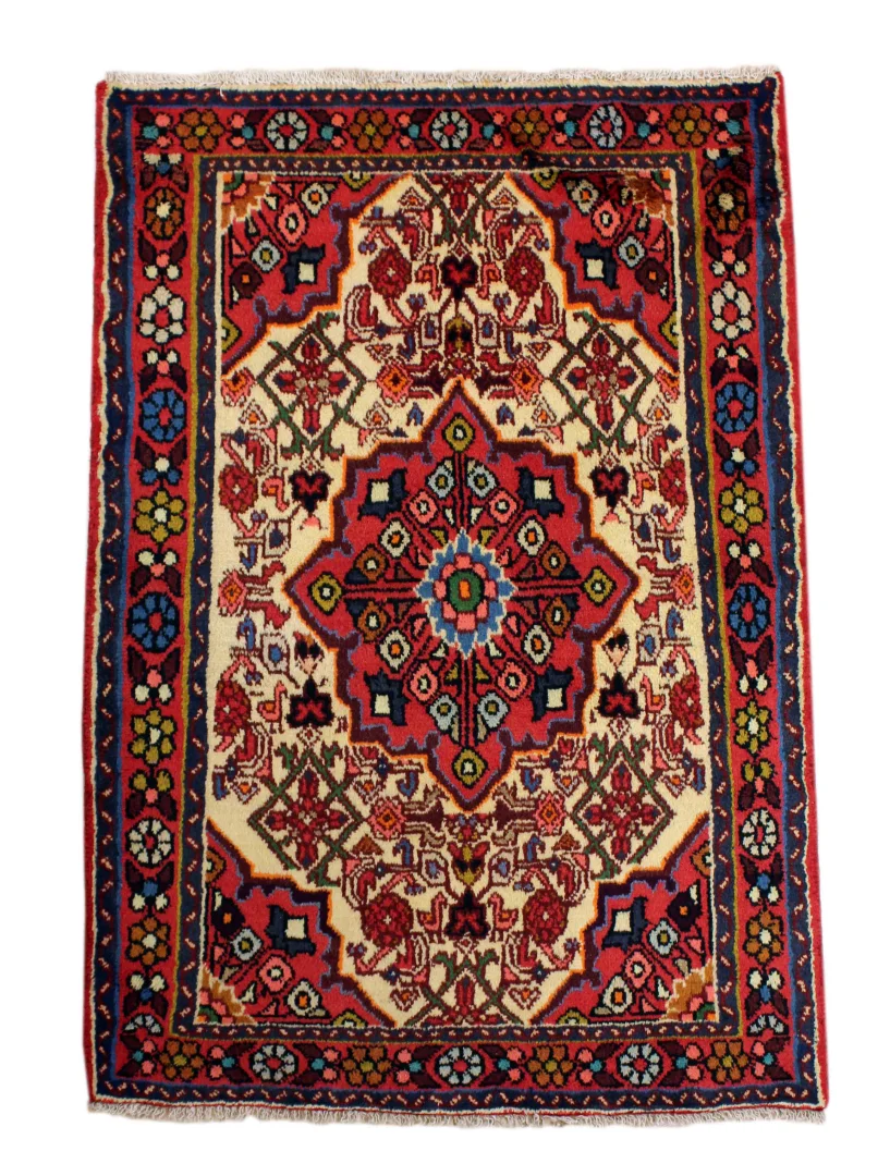 Hamadan Teppich 144 x 102 cm, Knotendichte 100.000 - 350.000 Knoten/m², Vielseitiges Design, handgeknüpft, Perserteppich