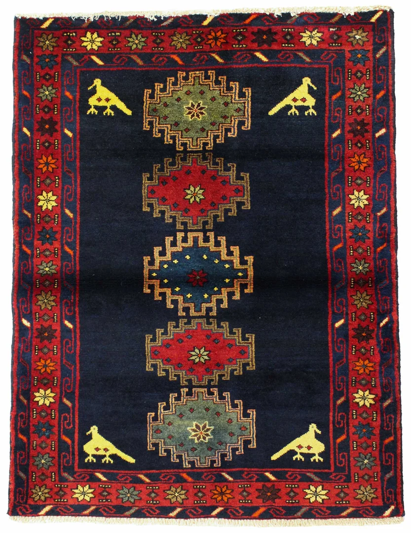Hamadan Perserteppich 144 x 110 cm - Handgeknüpft, hohe Knotenzahl - Traditionelles Design, exquisite Farben und Muster - handgeknüpft, Perserteppich