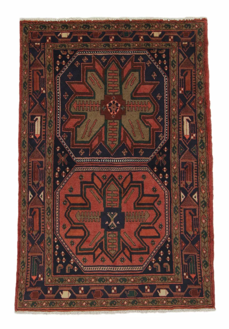Hamadan Perserteppich 185 x 124 cm - Knotendichte 100.000 - 350.000 Knoten/m², widerstandsfähiges Wollmaterial, vielfältige Designs - handgeknüpft, Perserteppich