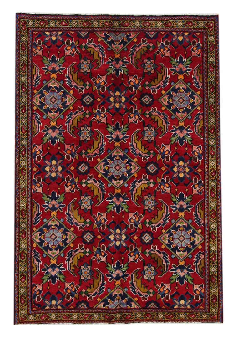 Handgeknüpfter Hamadan Perserteppich 194 x 132 cm, Knotendichte 100.000 - 350.000 Knoten/m², hohe Vielfalt im Design