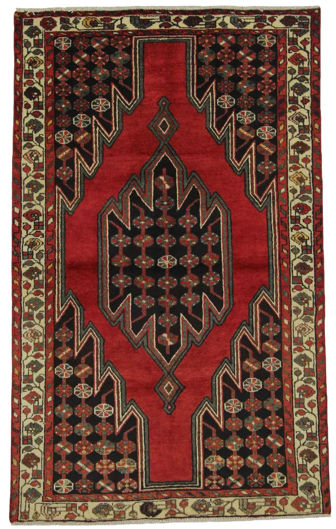 Hamadan Teppich 196 x 120 cm, ca. 100.000 - 350.000 Knoten/m², widerstandsfähig und vielfältig im Design, handgeknüpft, Perserteppich