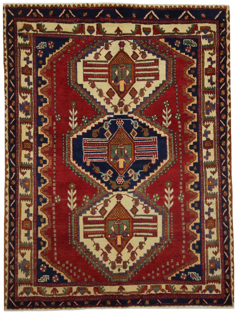 Hamadan Teppich 196 x 148 cm - ca. 100.000 - 350.000 Knoten/m², widerstandsfähiges Wollmaterial, große Designvielfalt, handgeknüpft, Perserteppich