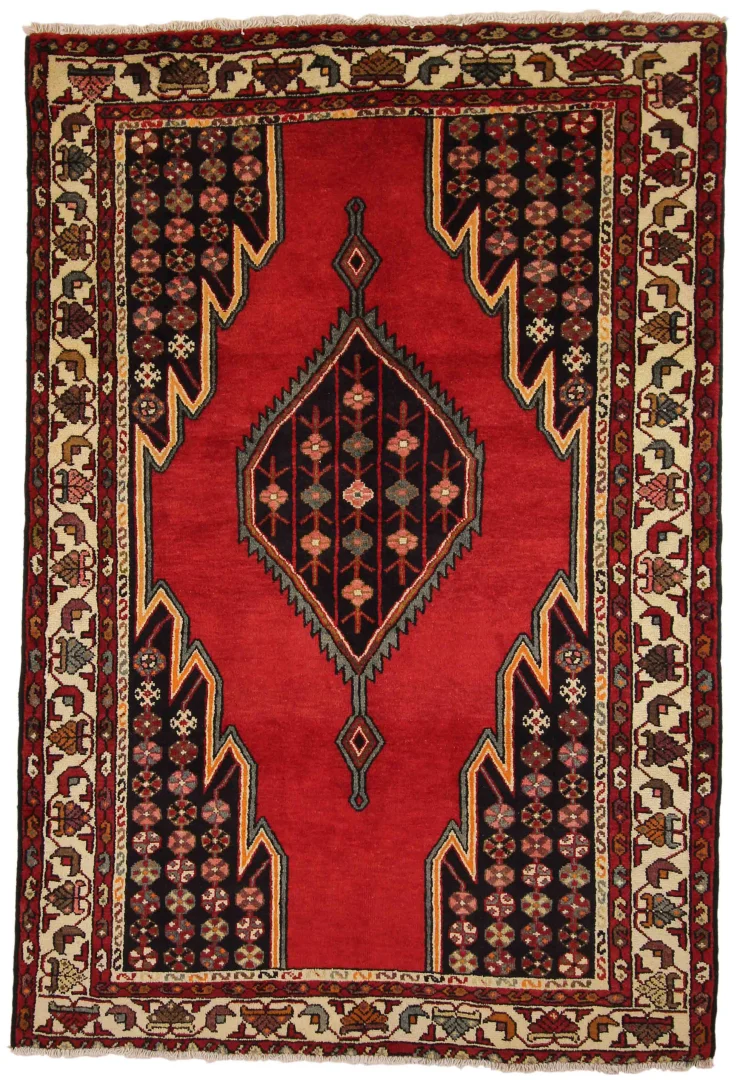 Hamadan Perserteppich 200 x 133 cm - Knotendichte 100.000 - 350.000 Knoten/m², widerstandsfähiges Wollmaterial, handgeknüpft