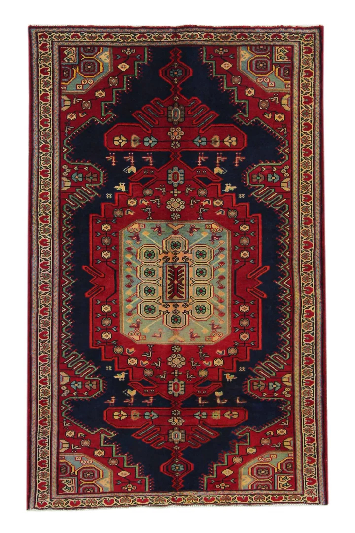 Hamadan Teppich 204 x 128 cm, ca. 100.000 - 350.000 Knoten/m², widerstandsfähiges Wollmaterial, starke Designvielfalt – handgeknüpft, Perserteppich