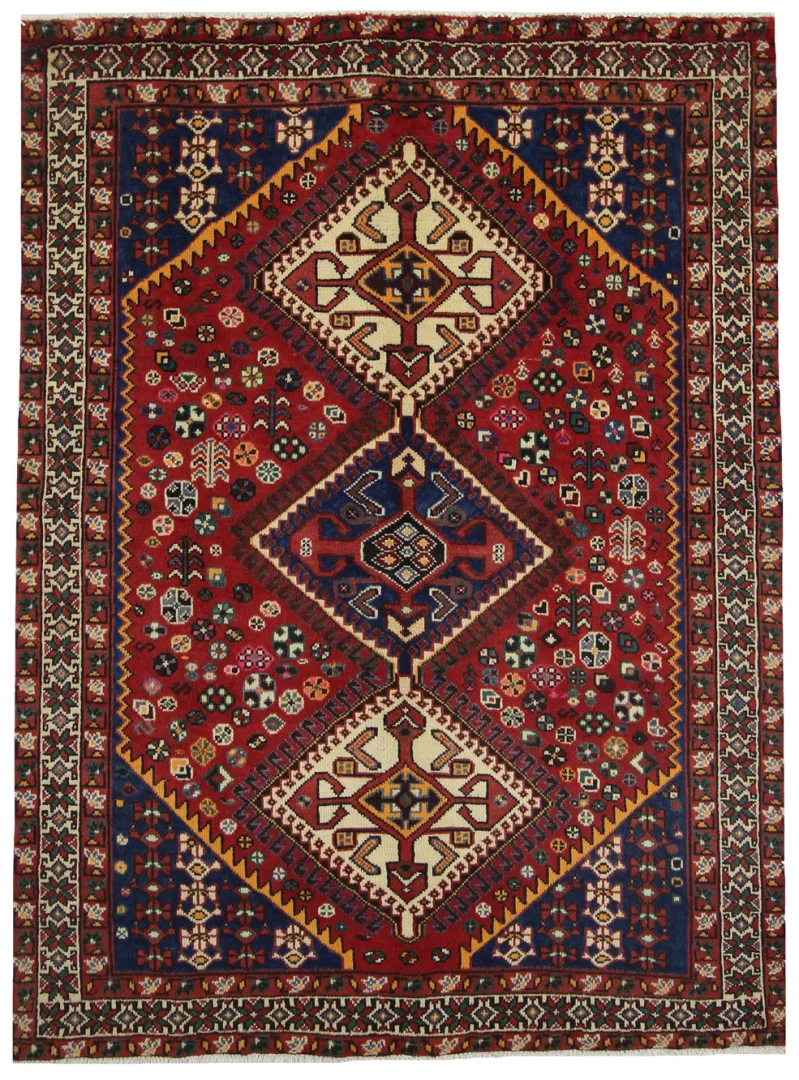 Hamadan Teppich 205 x 150 cm - Knotendichte 100.000 - 350.000 Knoten/m², widerstandsfähiges Wollmaterial, vielseitiges Design, handgeknüpft, Perserteppich