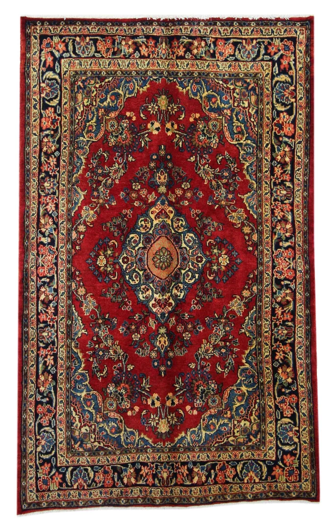 Hamadan Teppich 208 x 128 cm - ca. 100.000 - 350.000 Knoten/m², widerstandsfähiges Wollmaterial, vielfältige Designs, handgeknüpft, Perserteppich