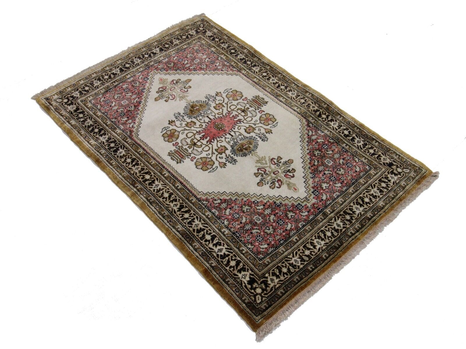 Original Handgeknüpfter Perserteppich Ghom – Qom, Reine Seide, 120 cm x 80 cm, 100% Handarbeit, handgeknüpft