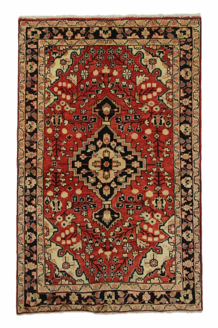 Hamadan Teppich 209 x 130 cm - Knotendichte 100.000 - 350.000 - Vielfalt im Design - handgeknüpft - Perserteppich