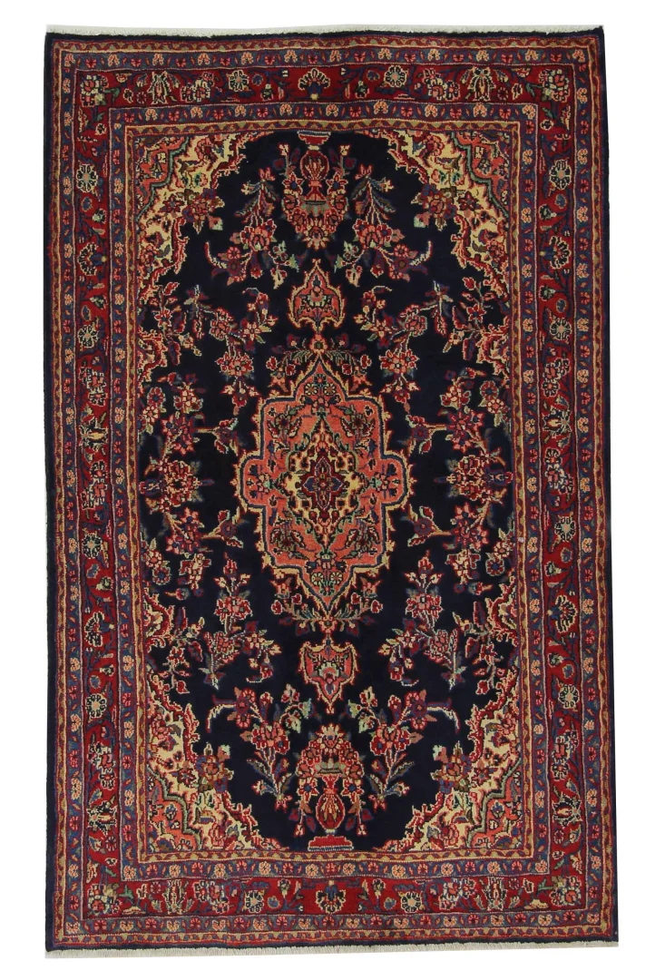 Hamadan Teppich 215 x 134 cm – 100.000 - 350.000 Knoten/m², widerstandsfähig und vielfältig im Design, handgeknüpft, Perserteppich