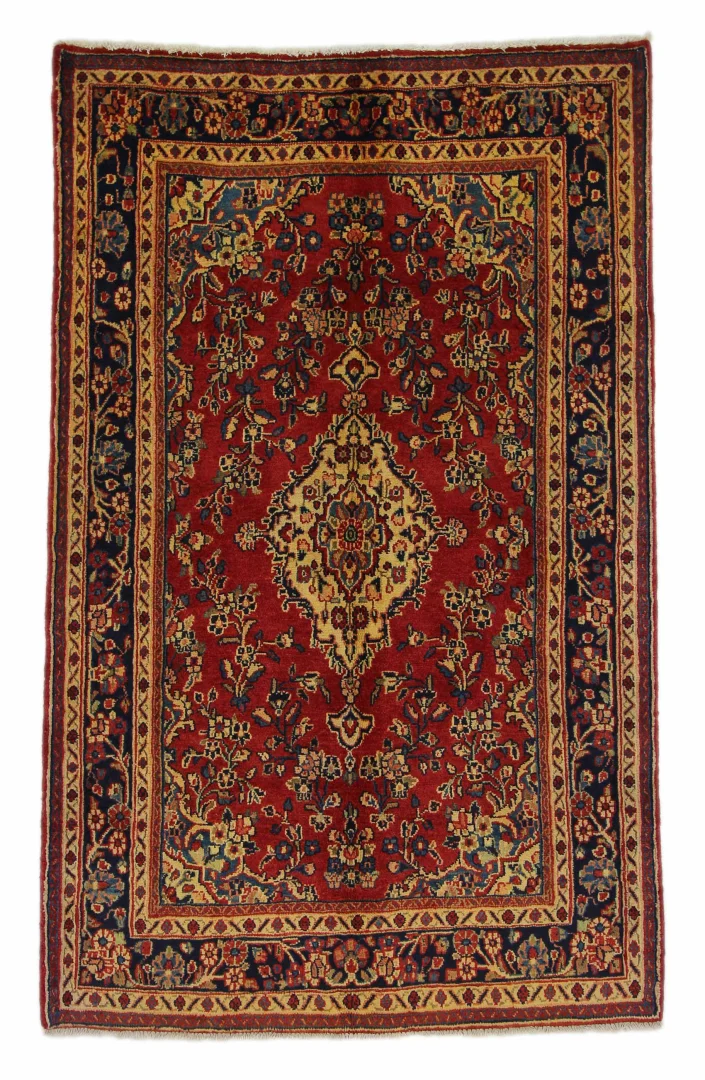 Hamadan Teppich 215 x 135 cm, Knotendichte 100.000 - 350.000, vielfältiges Design, handgeknüpft, Perserteppich