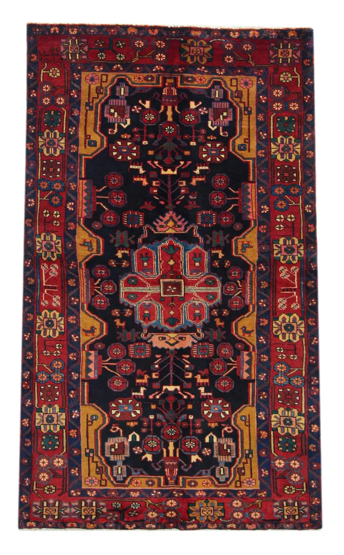Hamadan Perserteppich 217 x 129 cm - Knotendichte 100.000 - Vielfältige Designs - handgeknüpft - Perserteppich