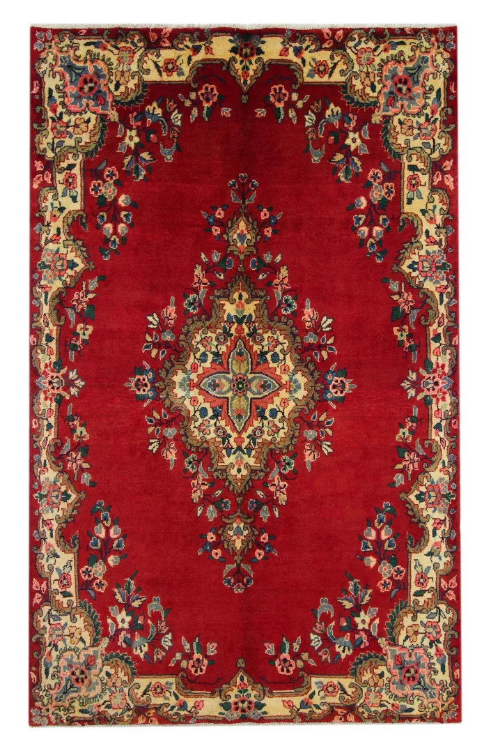 Hamadan Teppich 220 x 137 cm, Knotendichte 100.000 - 350.000, widerstandsfähiges Wollmaterial, starke Designvielfalt, handgeknüpft, Perserteppich