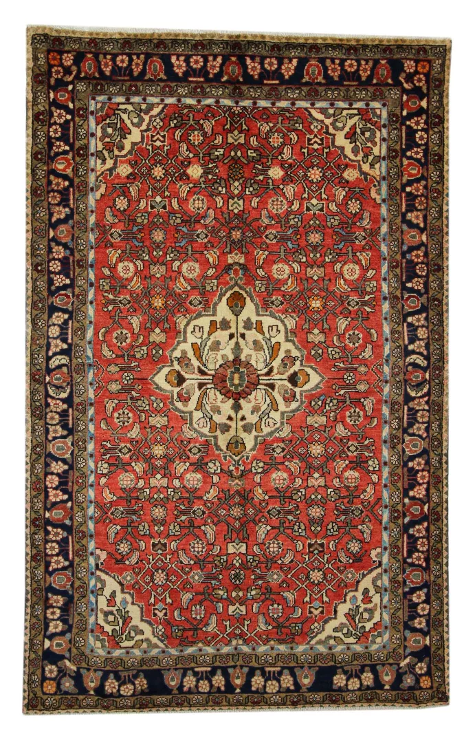 Hamadan Teppich 220 x 140 cm, ca. 100.000 - 350.000 Knoten/m², widerstandsfähiges Wollmaterial, starke Designvielfalt, handgeknüpft, Perserteppich