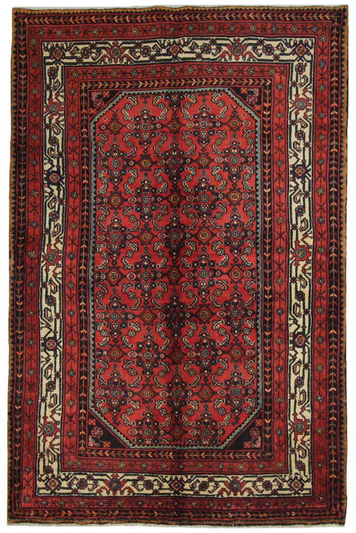 Hamadan Teppich 222 x 146 cm - Knotendichte 100.000 - 350.000 Knoten/m² - Vielfältiges Design - handgeknüpft - Perserteppich