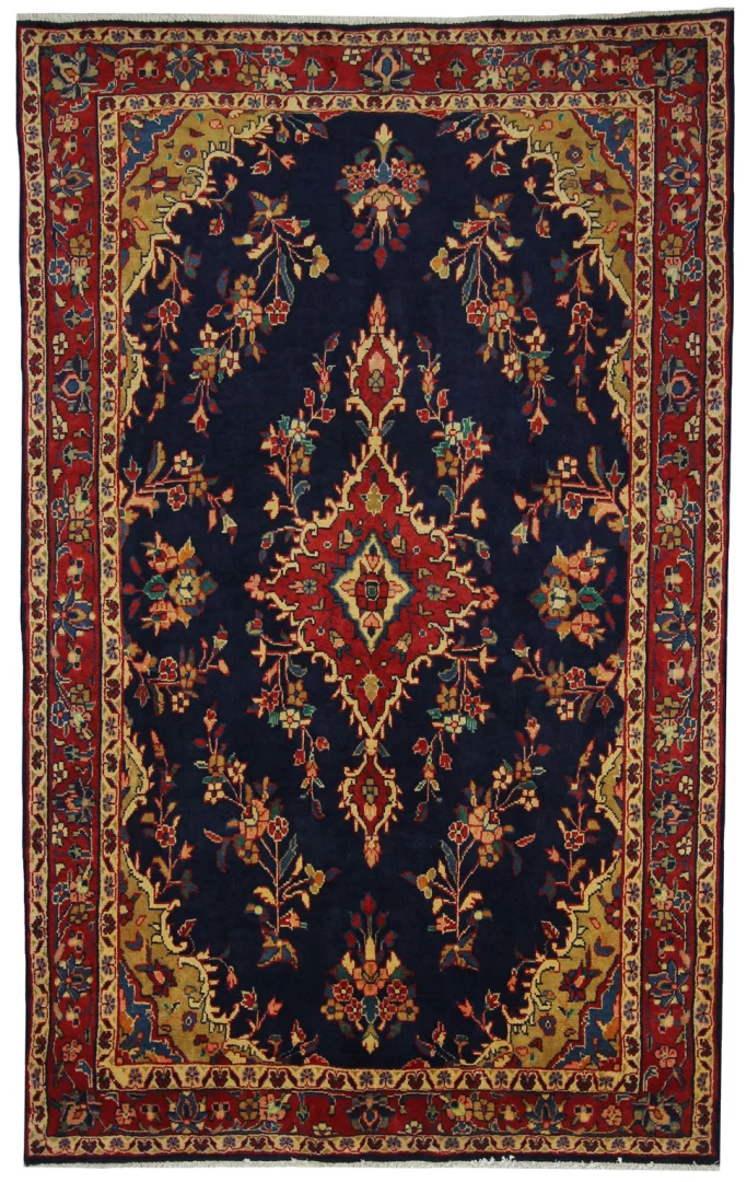 Hamadan Teppich 223 x 140 cm, Knotendichte 100.000 - 350.000, widerstandsfähiges Wollmaterial, starke Designvielfalt, handgeknüpft, Perserteppich