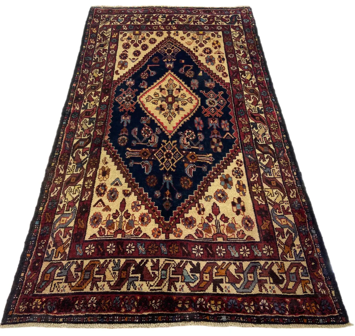 Hamadan Teppich 224 x 123 cm – Knotendichte 100.000 – 350.000 Knoten/m², widerstandsfähiges Wollmaterial, starke Designvielfalt, handgeknüpft, Perserteppich