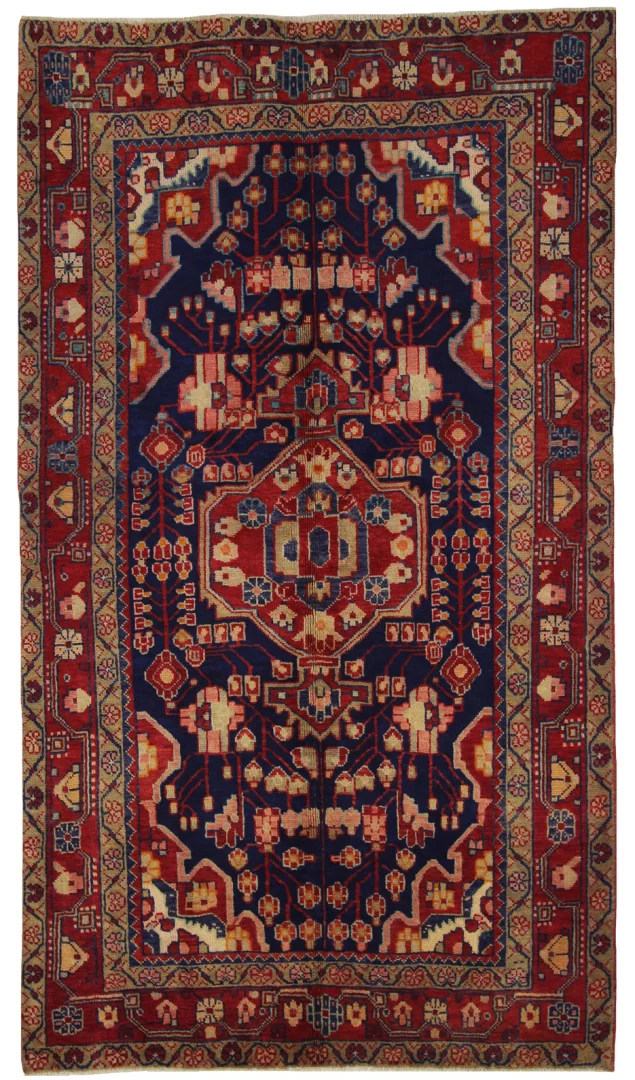 Hamadan Teppich 228 x 130 cm - ca. 100.000 - 350.000 Knoten/m², vielfältiges Design, handgeknüpft, Perserteppich
