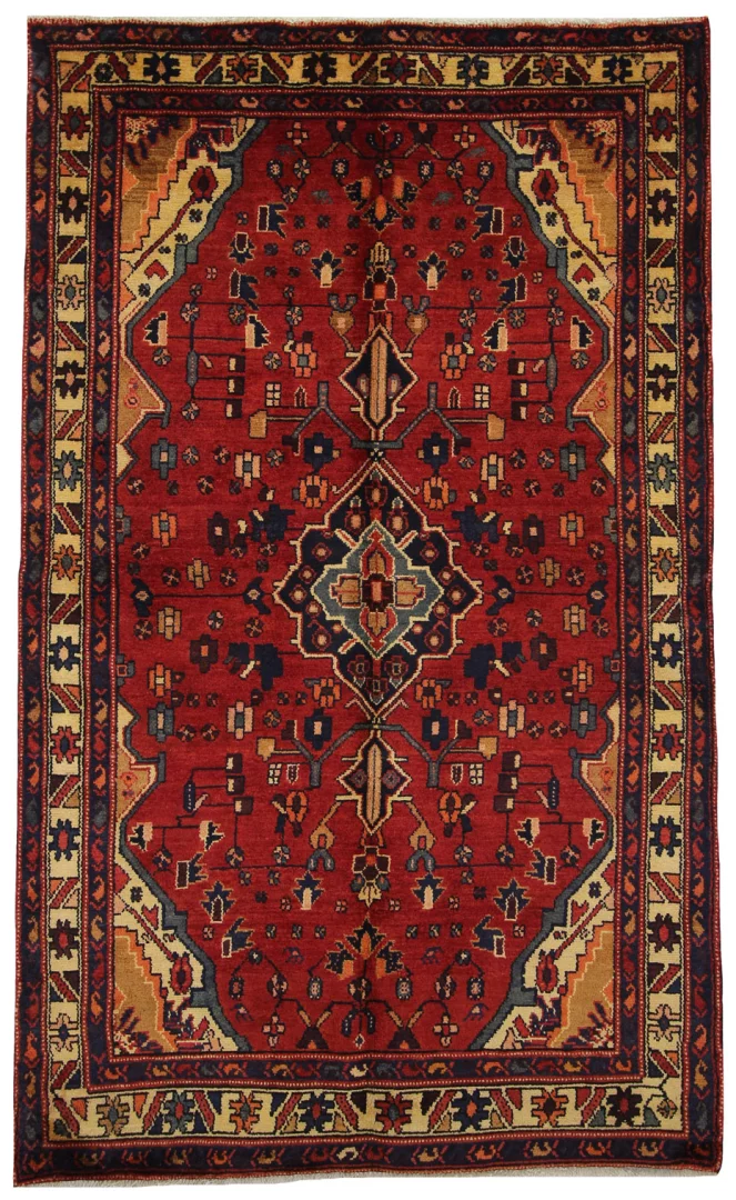 Hamadan Teppich 228 x 138 cm – ca. 100.000 – 350.000 Knoten/m², widerstandsfähiges Wollmaterial, starke Designvielfalt – handgeknüpft, Perserteppich