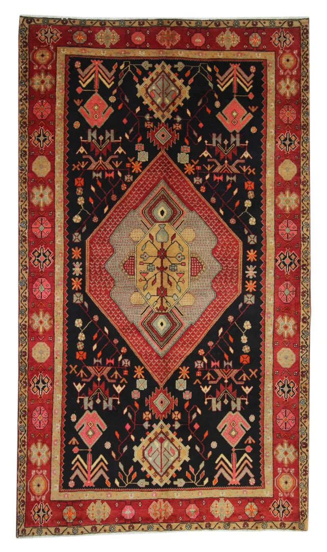 Hamadan Teppich 278 x 160 cm, Knotendichte 100.000 - 350.000 Knoten/m², widerstandsfähiges Wollmaterial, starke Designvielfalt, handgeknüpft, Perserteppich