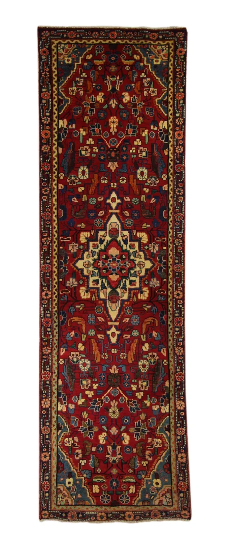 Hamadan Teppich 286 x 82 cm, Knotendichte 100.000 - 350.000, widerstandsfähiges Wollmaterial, handgeknüpft, Perserteppich