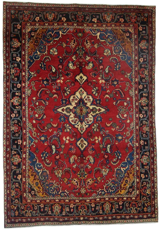 Hamadan Teppich 290 x 203 cm, ca. 100.000 - 350.000 Knoten/m², widerstandsfähiges Wollmaterial, starke Designvielfalt, handgeknüpft, Perserteppich